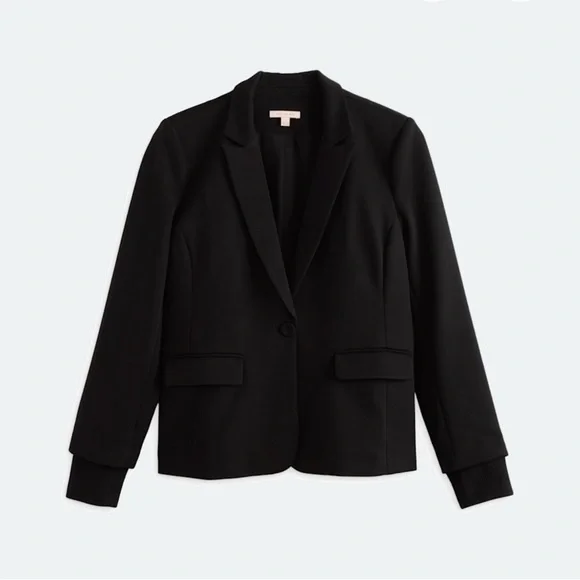 Knit Blazer With Rib Trim Sleeve - Picture 4 of 4